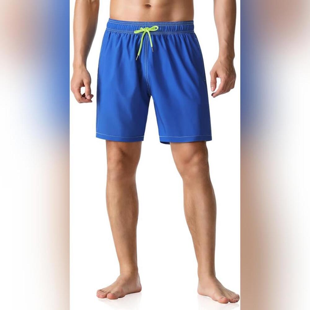 NWT Nonwe Men's Swim Trunks Quick Dry Elastic Waist with Pockets Boardshorts, 32